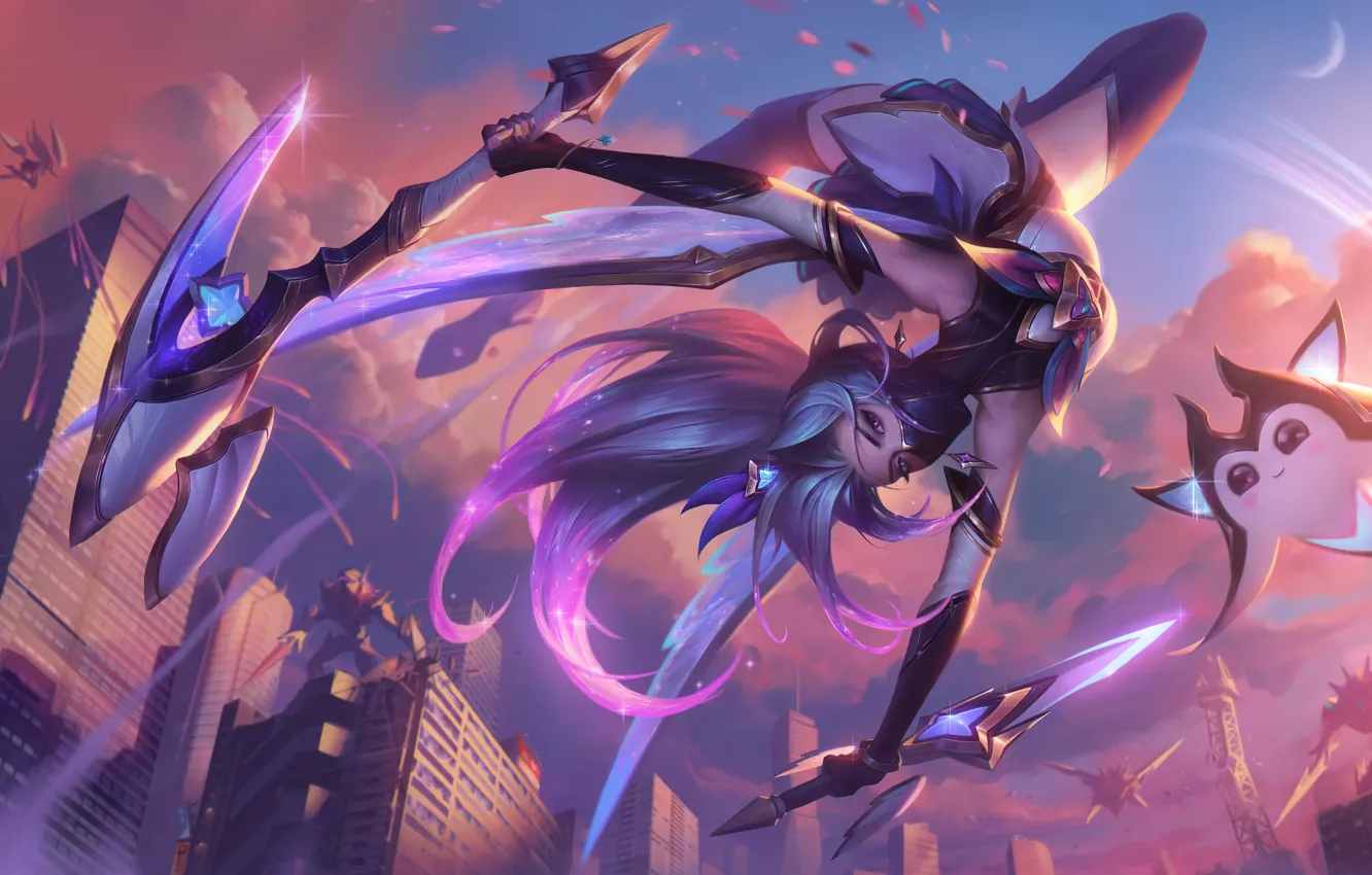 Фото обои прыжок, игра, небоскребы, game, character, персонаж, League of Legends, LOL