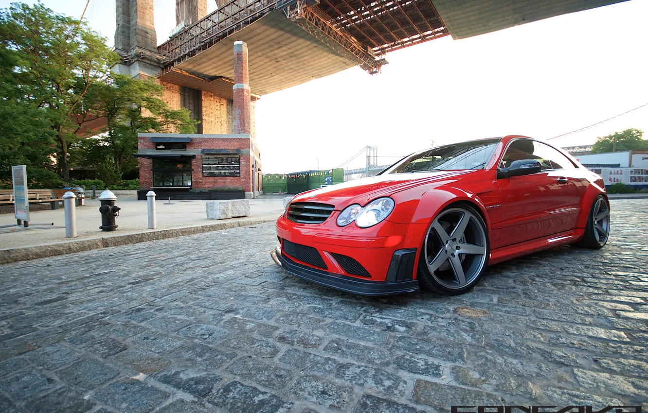 Фото обои мост, улица, Mercedes Benz, AMG, Black Series, Concavo, CLK63