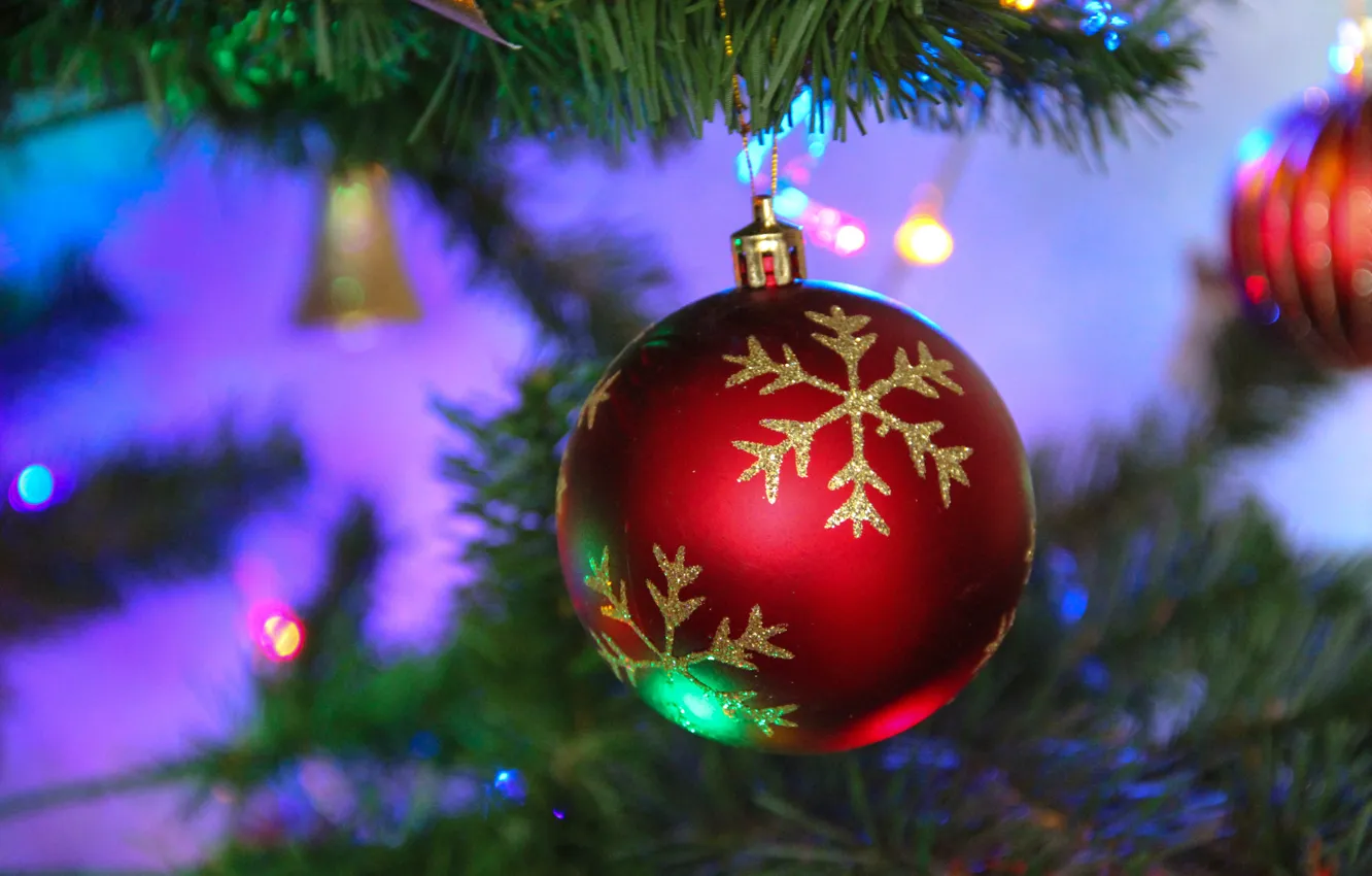 Фото обои шарики, украшения, праздник, елка, Рождество, Новый год, New Year, Merry Christmas