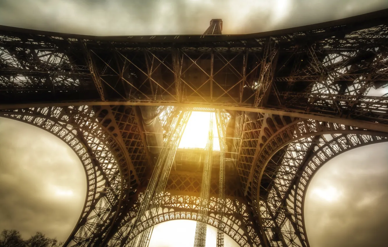 Фото обои солнце, лучи, париж, франция, paris, france, sun, eiffel