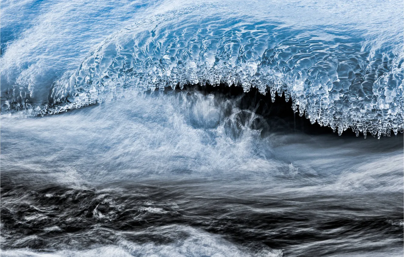 Фото обои вода, макро, лёд