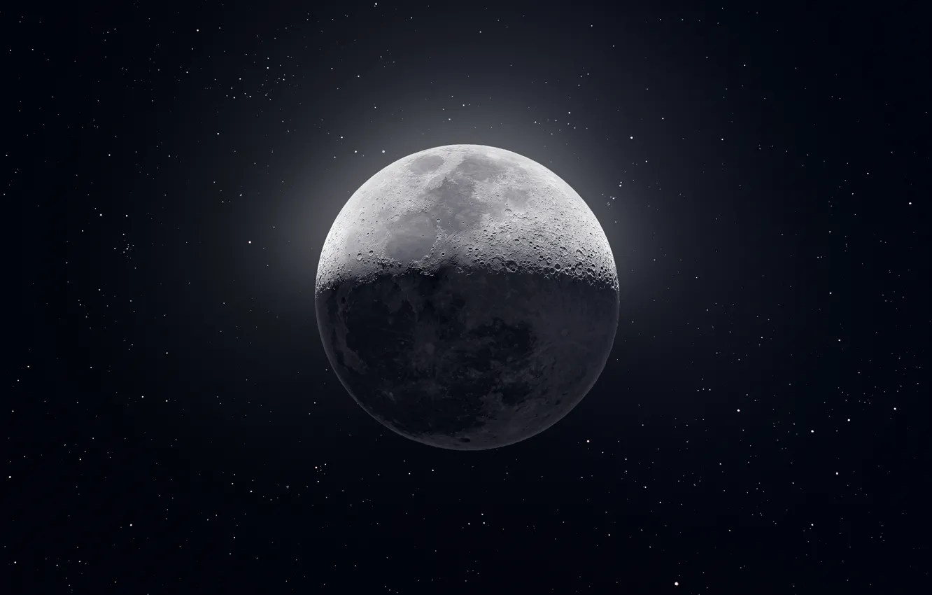 Фото обои Moon, Stars, Space