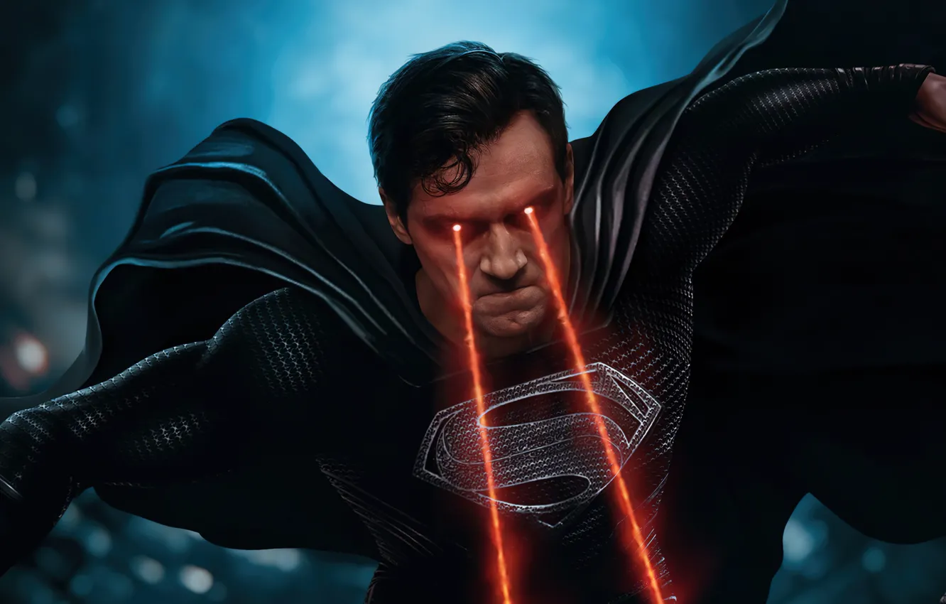 Фото обои cinema, superman, movie, film, powerful, strong, justice league, black suit