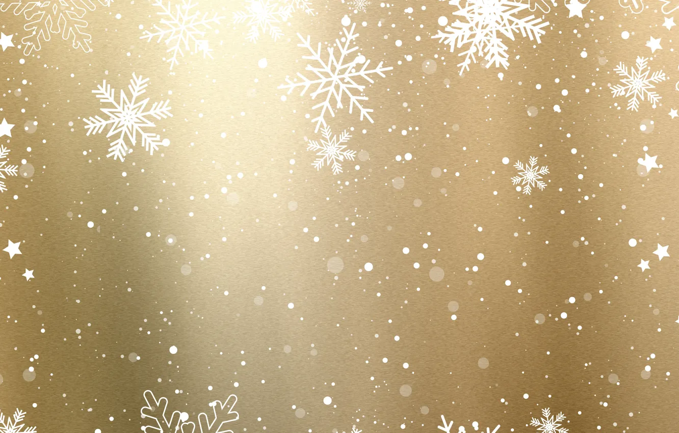 Фото обои зима, снег, снежинки, фон, golden, Christmas, winter, background