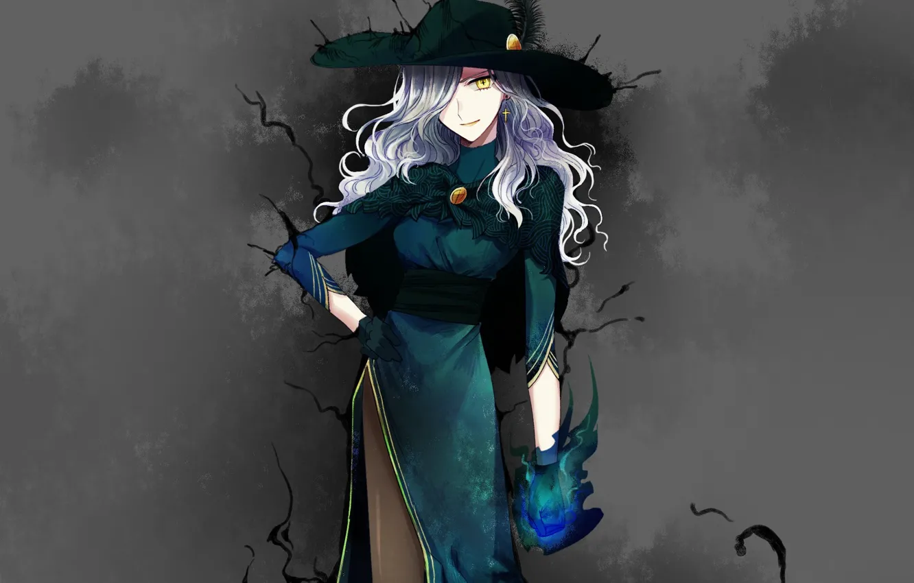 Фото обои девушка, фон, шляпа, ведьма, Fate / Grand Order