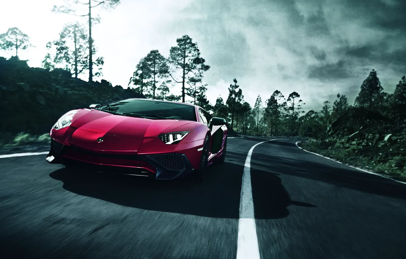 Фото обои Lamborghini, Red, SuperVeloce, Aventador, LP-750