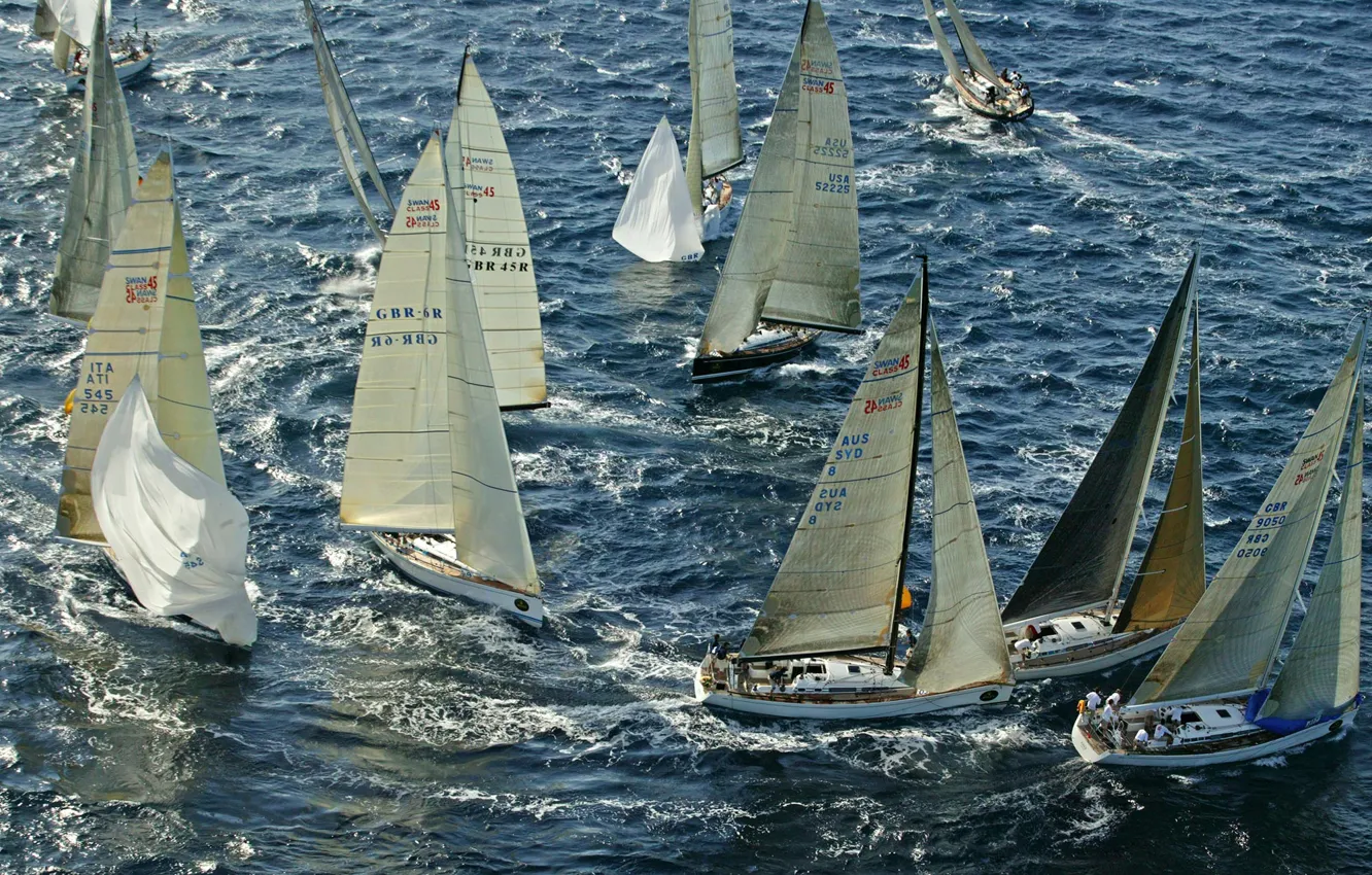 Фото обои море, гонка, спорт, яхты, лодки, паруса, регата, Rolex Swan Cup