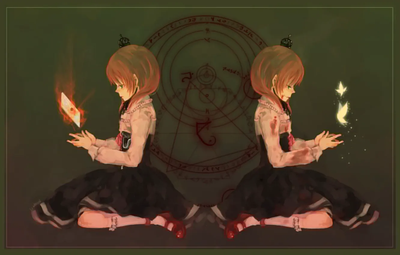 Фото обои кровь, корона, символы, ведьма, колдовство, когда плачут чайки, Umineko no Naku koro ni, черная магия