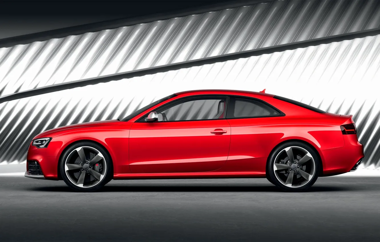 Фото обои Audi, Красный, Авто, Ауди, RS5, Купэ, Вид сбоку