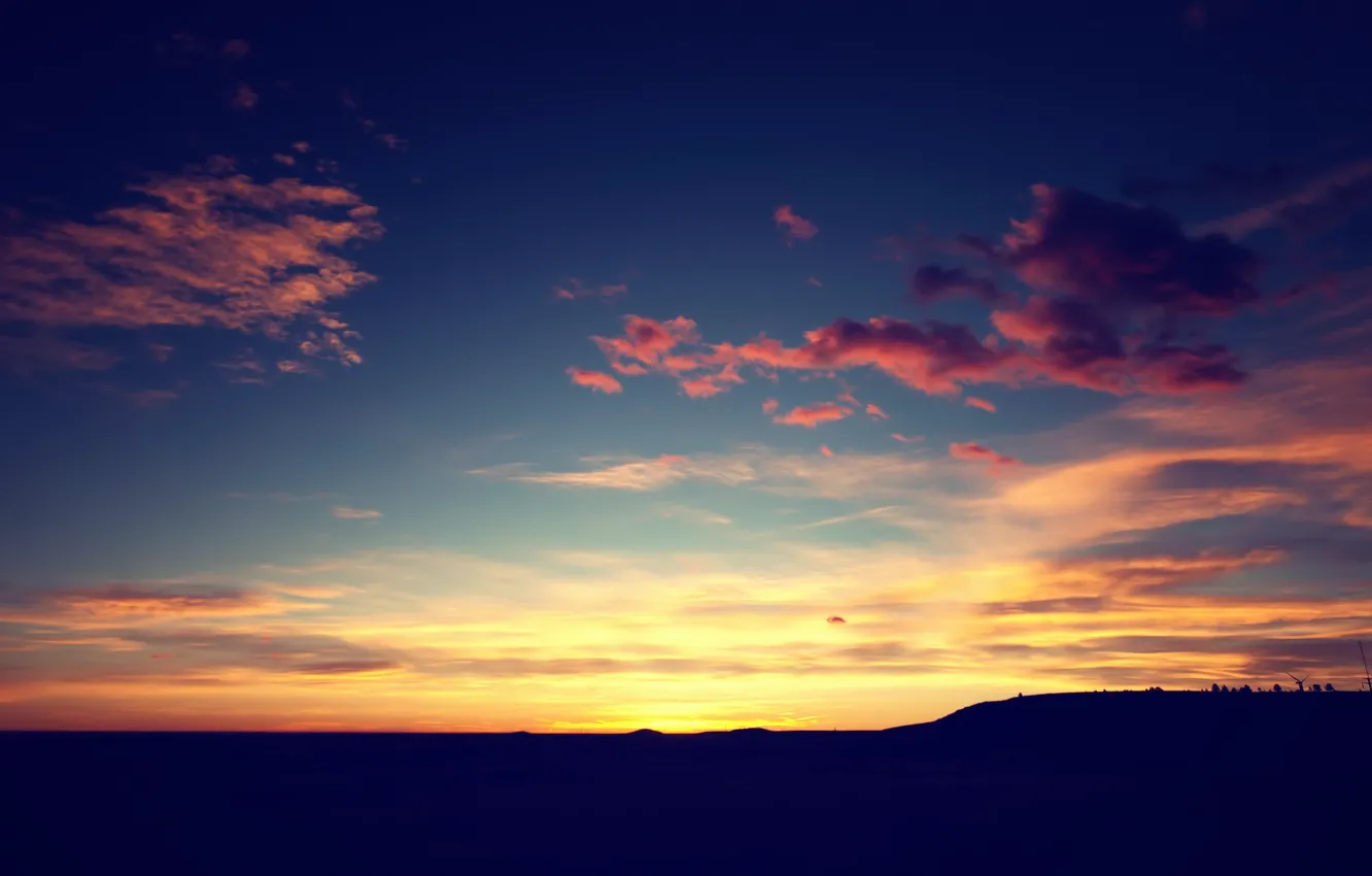 Фото обои sunset, clouds, landscapes, wind turbines