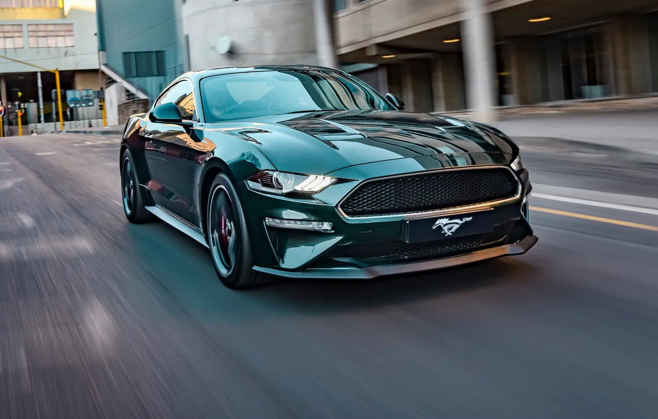 Фото обои скорость, Mustang, Ford, Bullitt, 2019