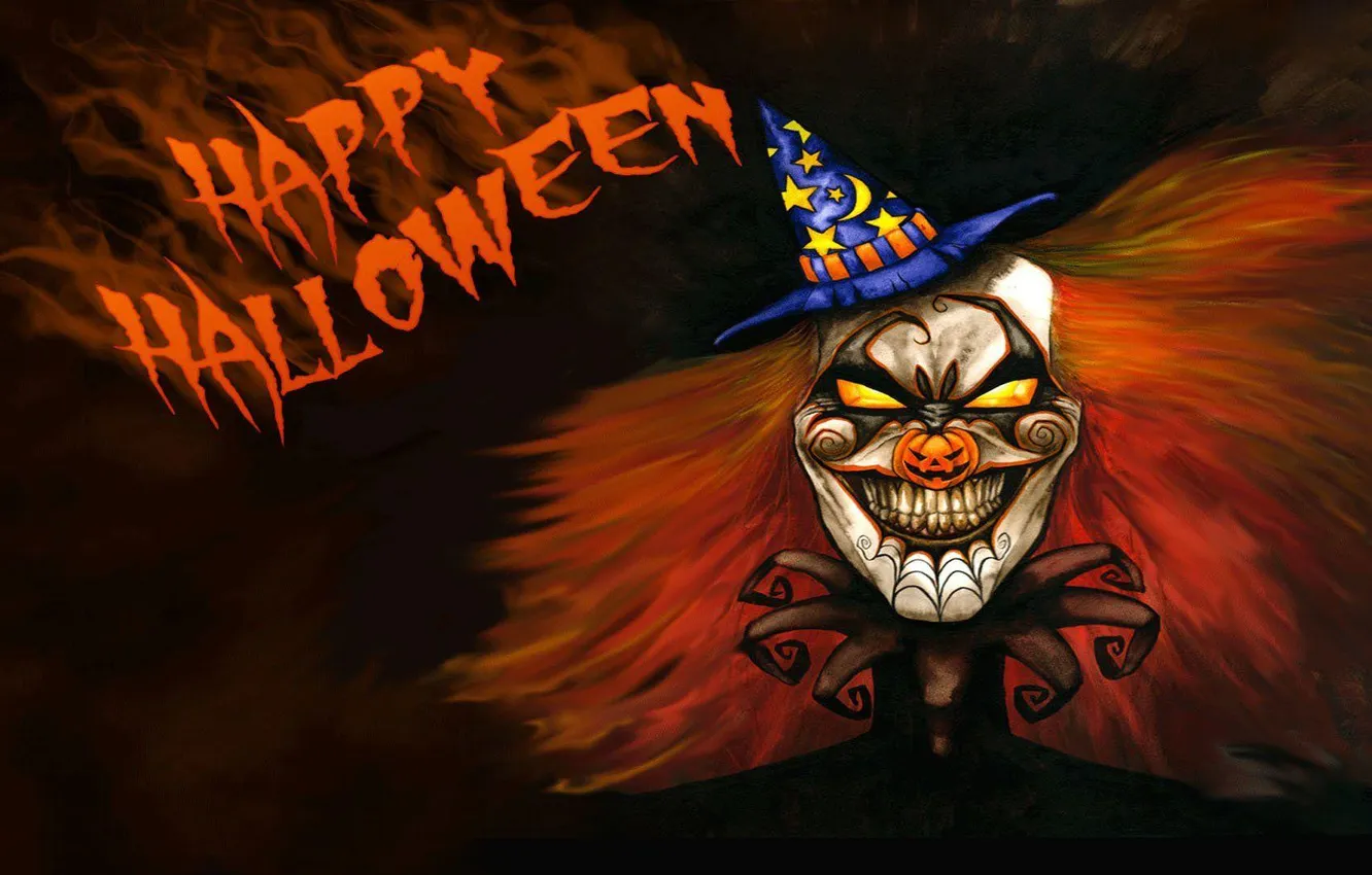 Фото обои Halloween, holiday, clown, Halloween eve