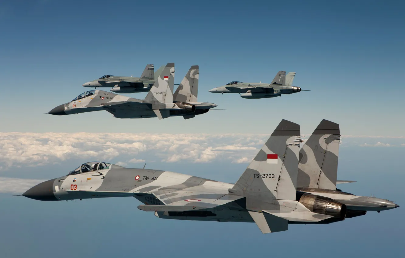 Фото обои Истребитель, ВВС, Су-30МК