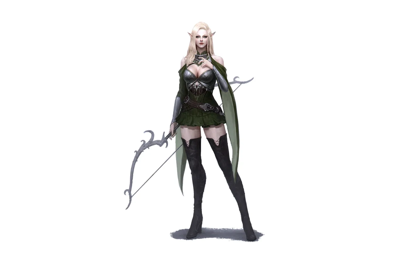 Фото обои Girl, Art, Style, Fiction, Blonde, Elf, Minimalism, Archer