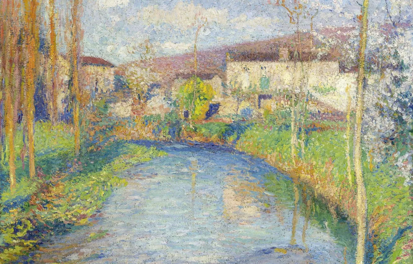 Фото обои пейзаж, картина, Анри-Жан Гильом Мартин, Henri Matrin, Река Ло Весной