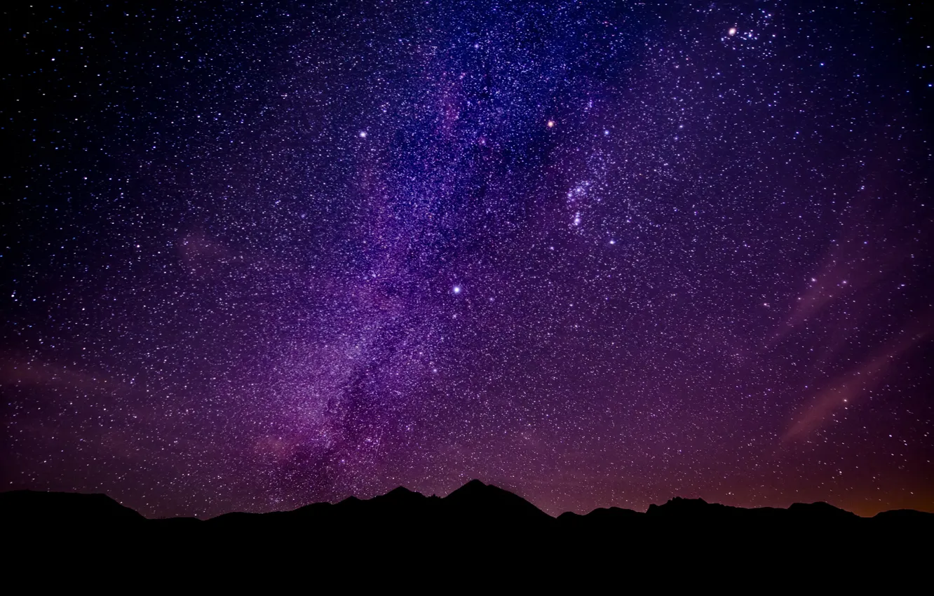 Фото обои звезды, горы, ночь, млечный путь