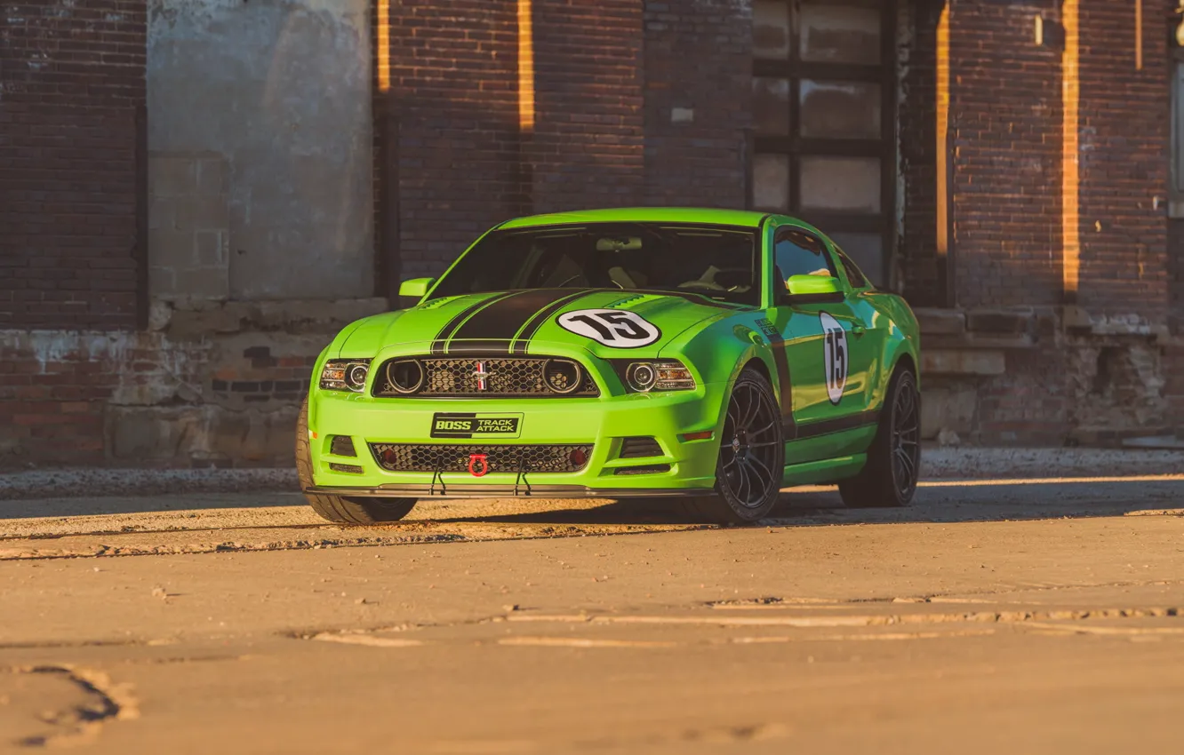 Фото обои green, mustang, ford, boss 302