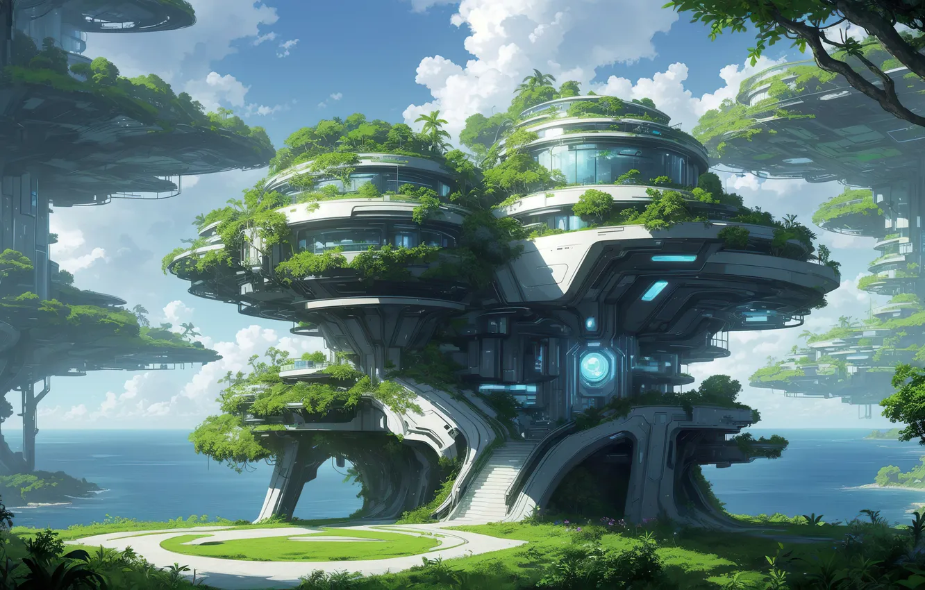 Фото обои future, landscape, art, fantastic, digital art, biospheres, Futuristic, si-fi
