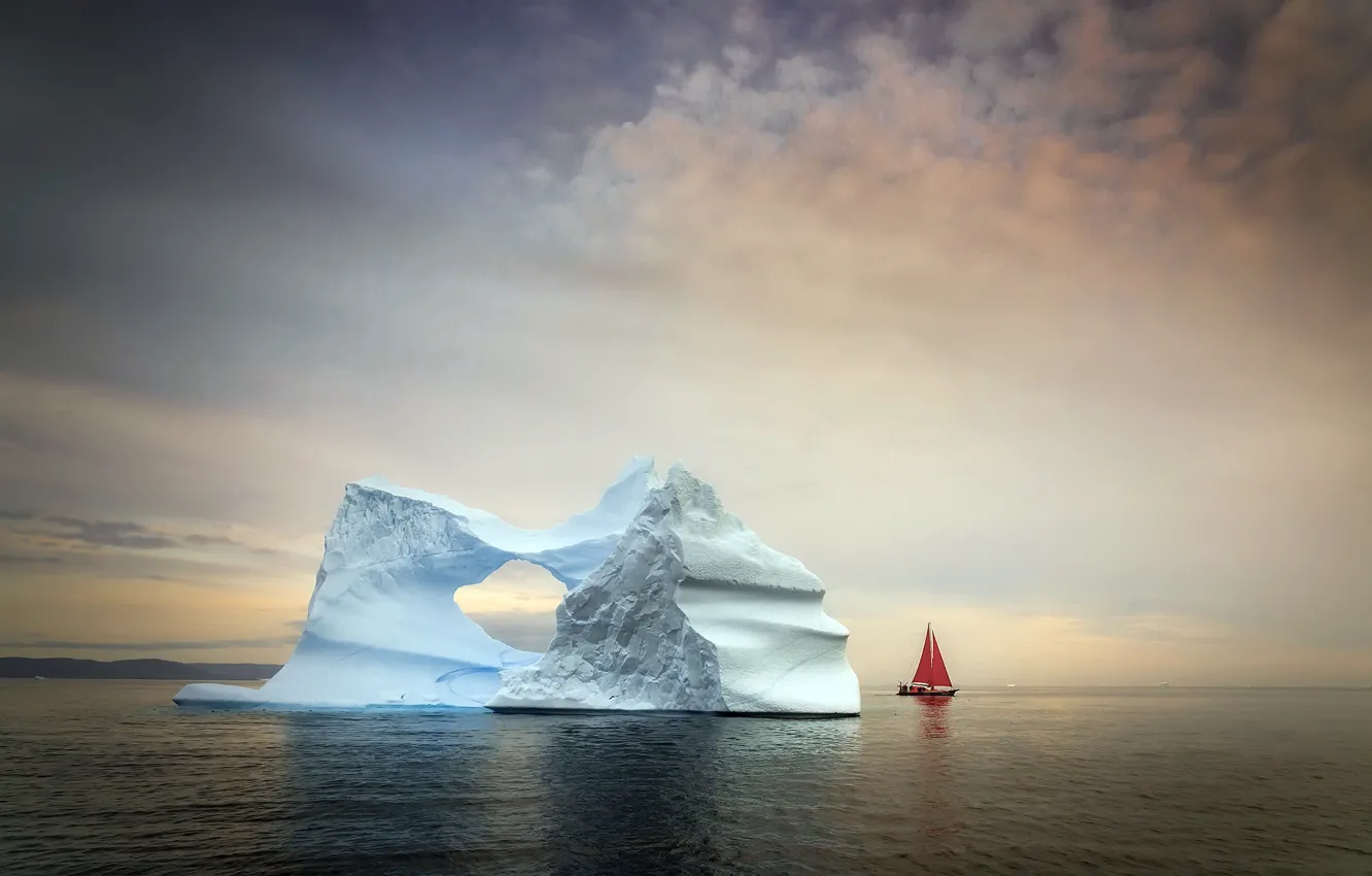 Фото обои корабль, Greenland, аисберг