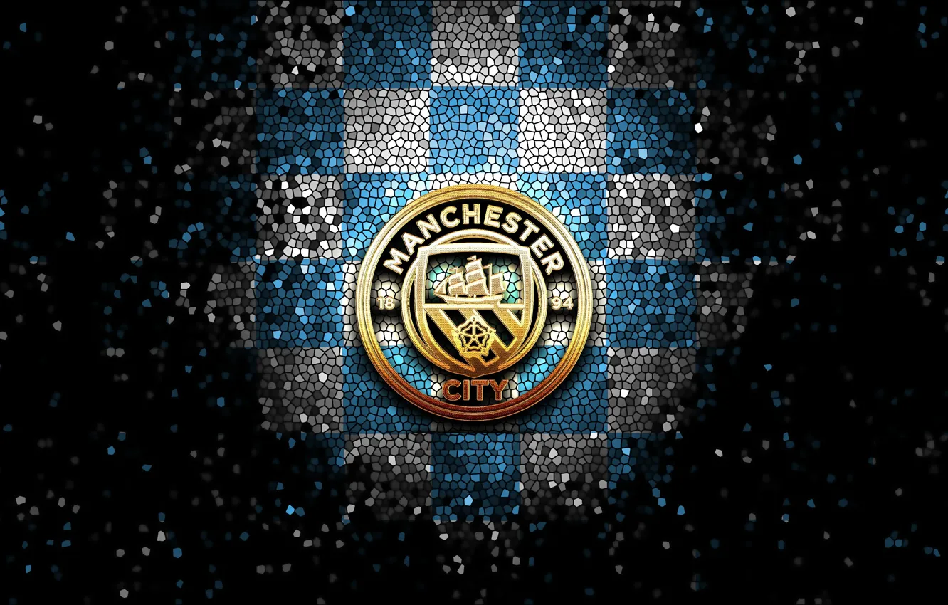 Фото обои wallpaper, sport, logo, football, Manchester City, glitter, checkered