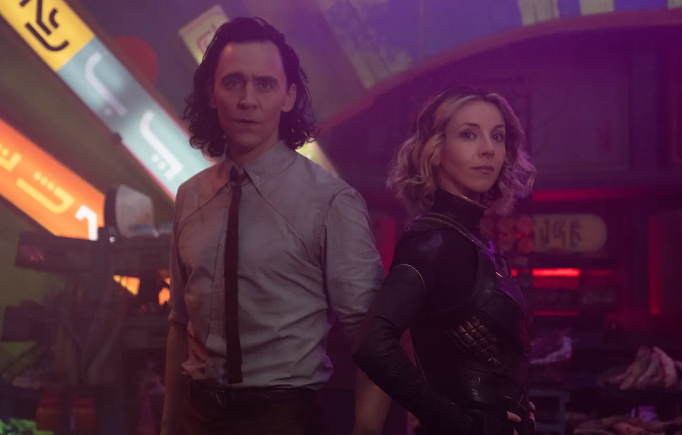 Фото обои Loki, Tom Hiddleston, Marvel Studios, Sylvie, Sophia Di Martino
