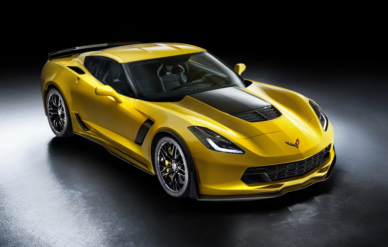 Фото обои Z06, Corvette, Chevrolet, черный фон, шевроле, корветт