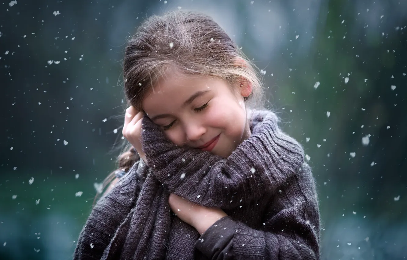 Фото обои зима, портрет, девочка