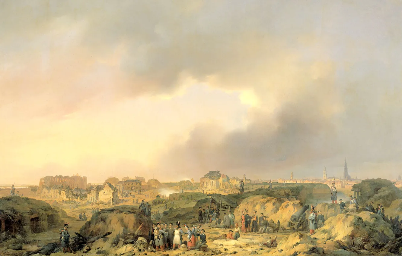 Фото обои пейзаж, картина, Фердинанд де Бракелер, Цитадель Антверпена Вскоре После Осады