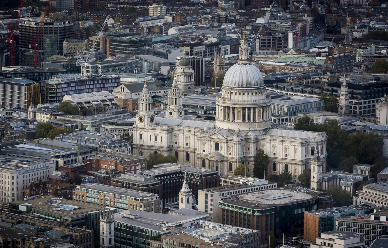Фото обои город, Лондон, здания, вид сверху