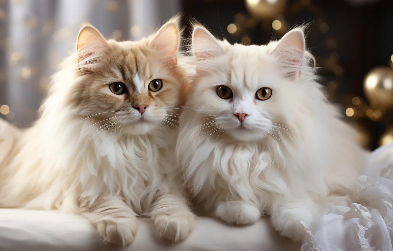 Фото обои кошка, белый, кот, взгляд, кошки, огни, коты, портрет