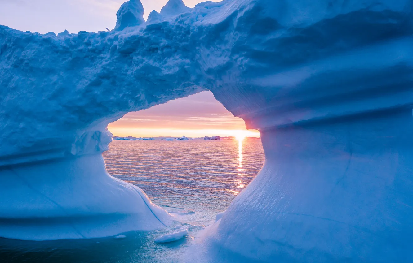 Фото обои лед, зима, море, небо, вода, солнце, снег, пейзаж
