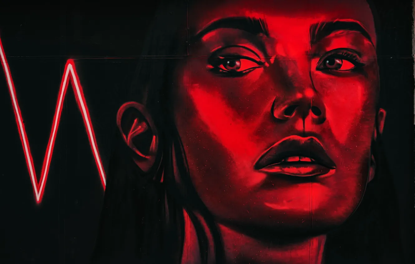 Фото обои red, face, street art