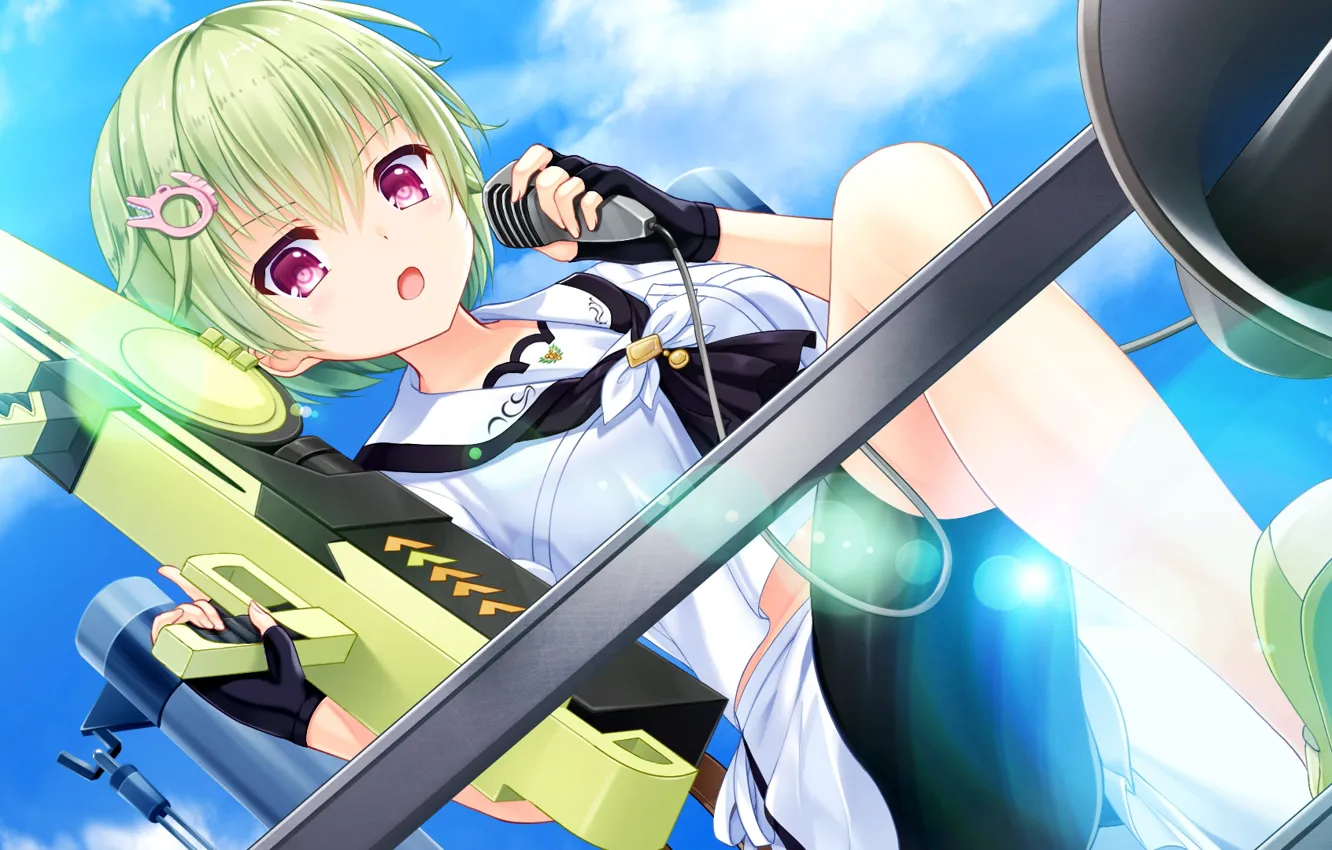Фото обои девушка, зелёные волосы, Summer Pockets