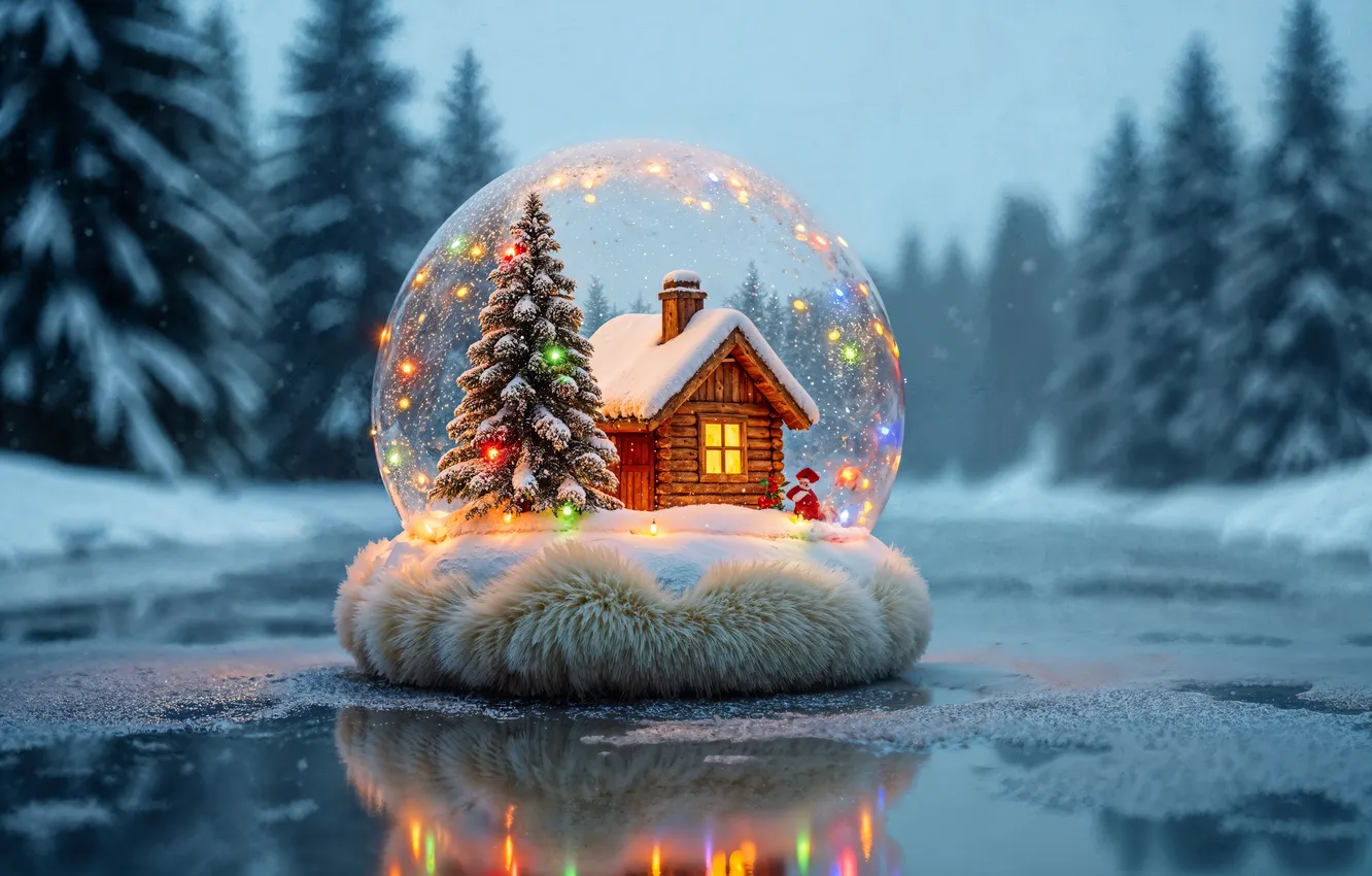 Фото обои снег, украшения, игрушка, елка, Рождество, Новый год, Christmas, winter