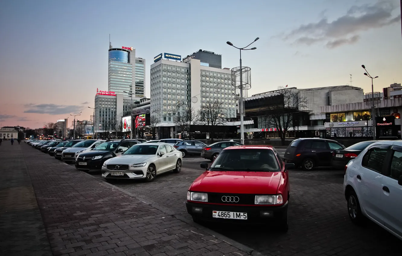 Фото обои вечерний город, Minsk, Nemiga