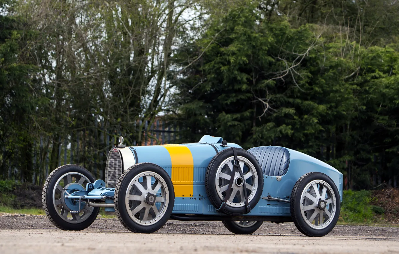 Фото обои Bugatti, Голубой, Автомобиль, Type, 1924-30, BUGATT, I Ретро