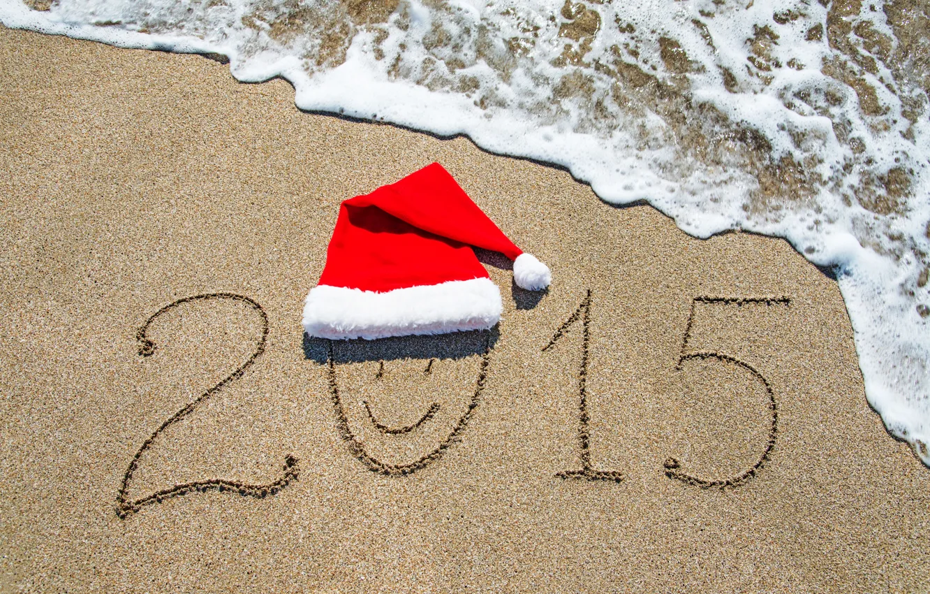 Фото обои песок, море, пляж, beach, sea, sand, New Year, Happy