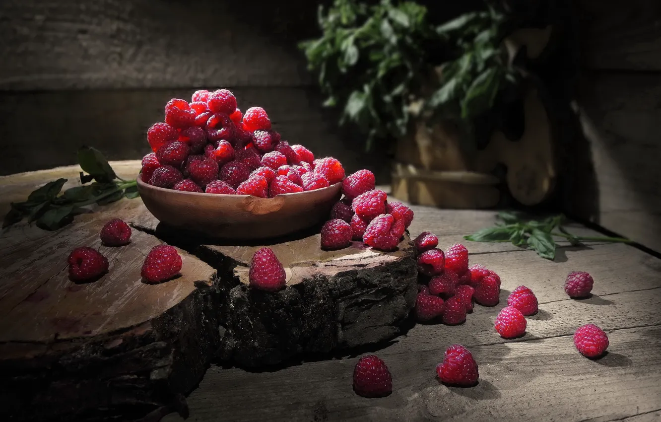 Фото обои ягоды, малина, россыпь, Сергей Фунтовой
