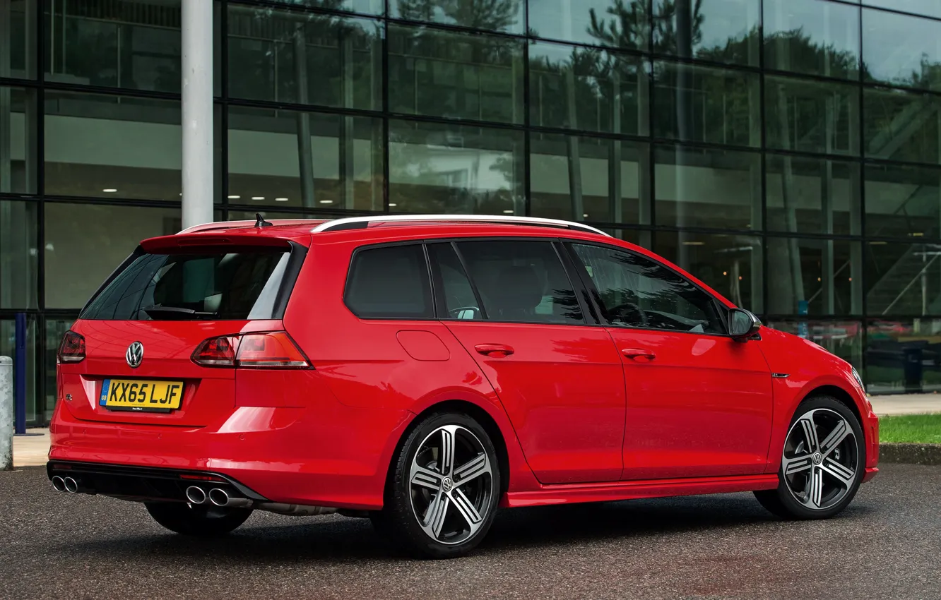 Фото обои красный, Volkswagen, вид сбоку, универсал, 2015, Golf R Estate