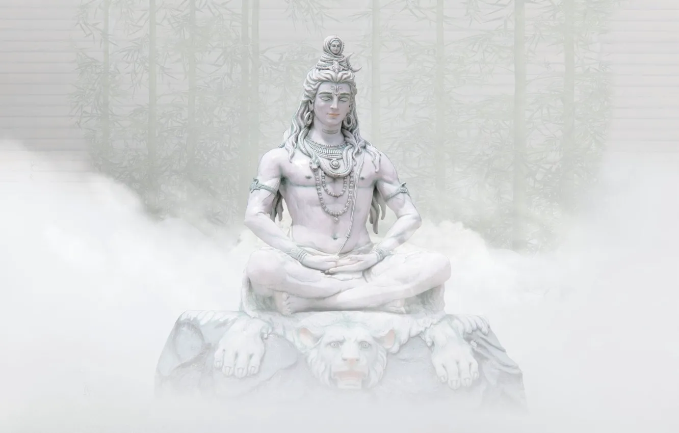 Фото обои White, Statue, Shiva, White Background