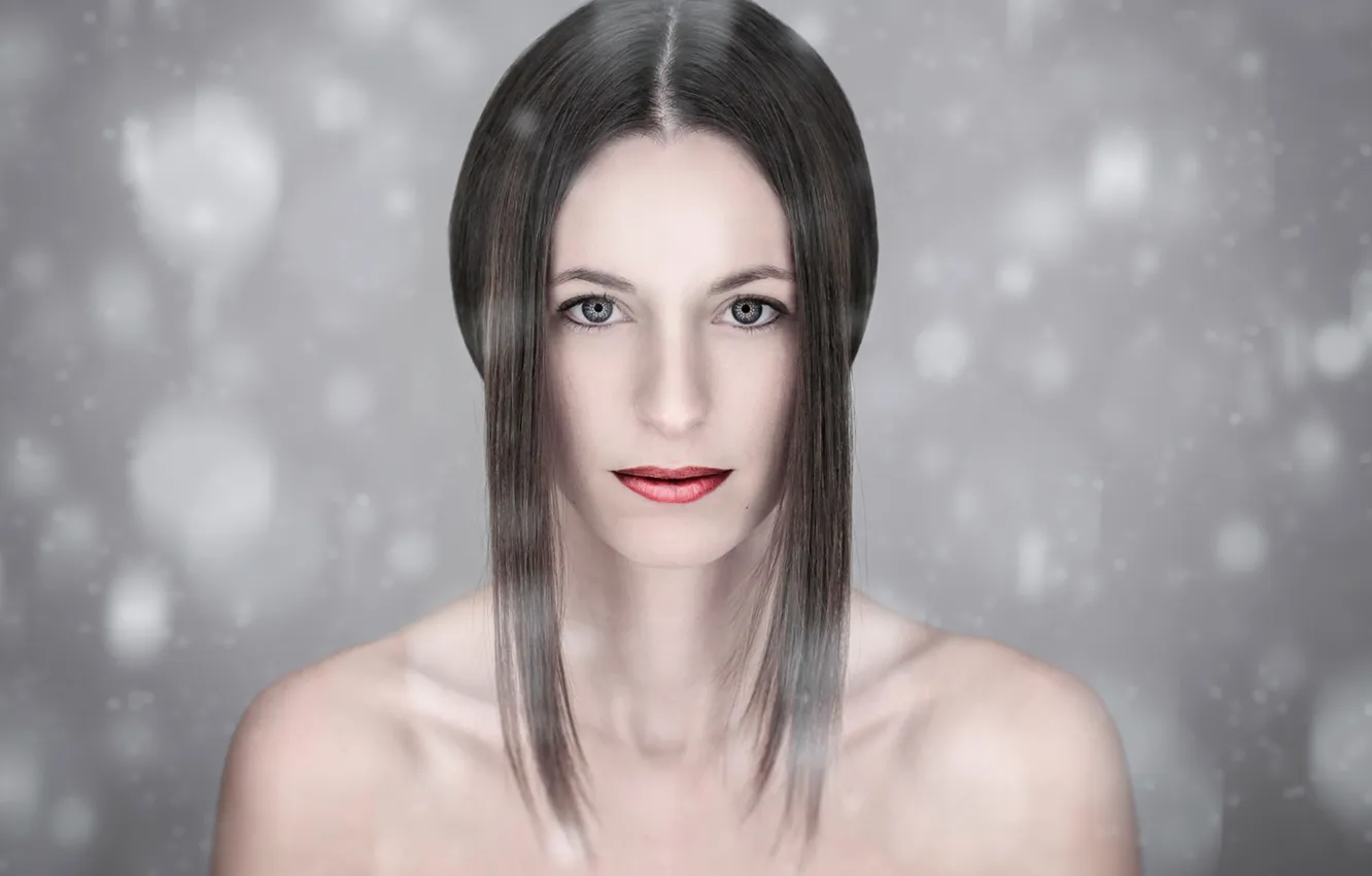 Фото обои снег, портрет, макияж, Ice Queen