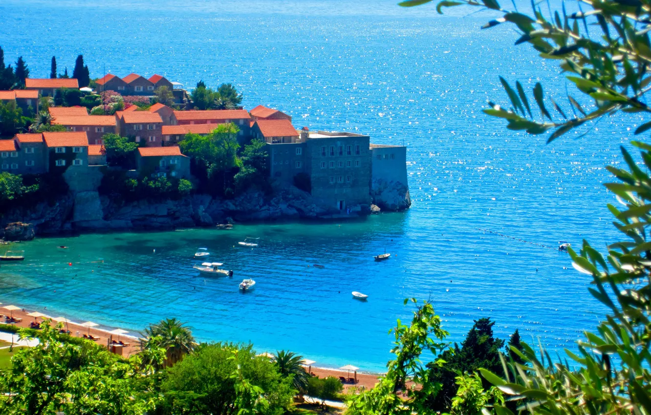 Фото обои море, побережье, Черногория, Ядран, Montenegro, Crna Gora, Sveti Stefan
