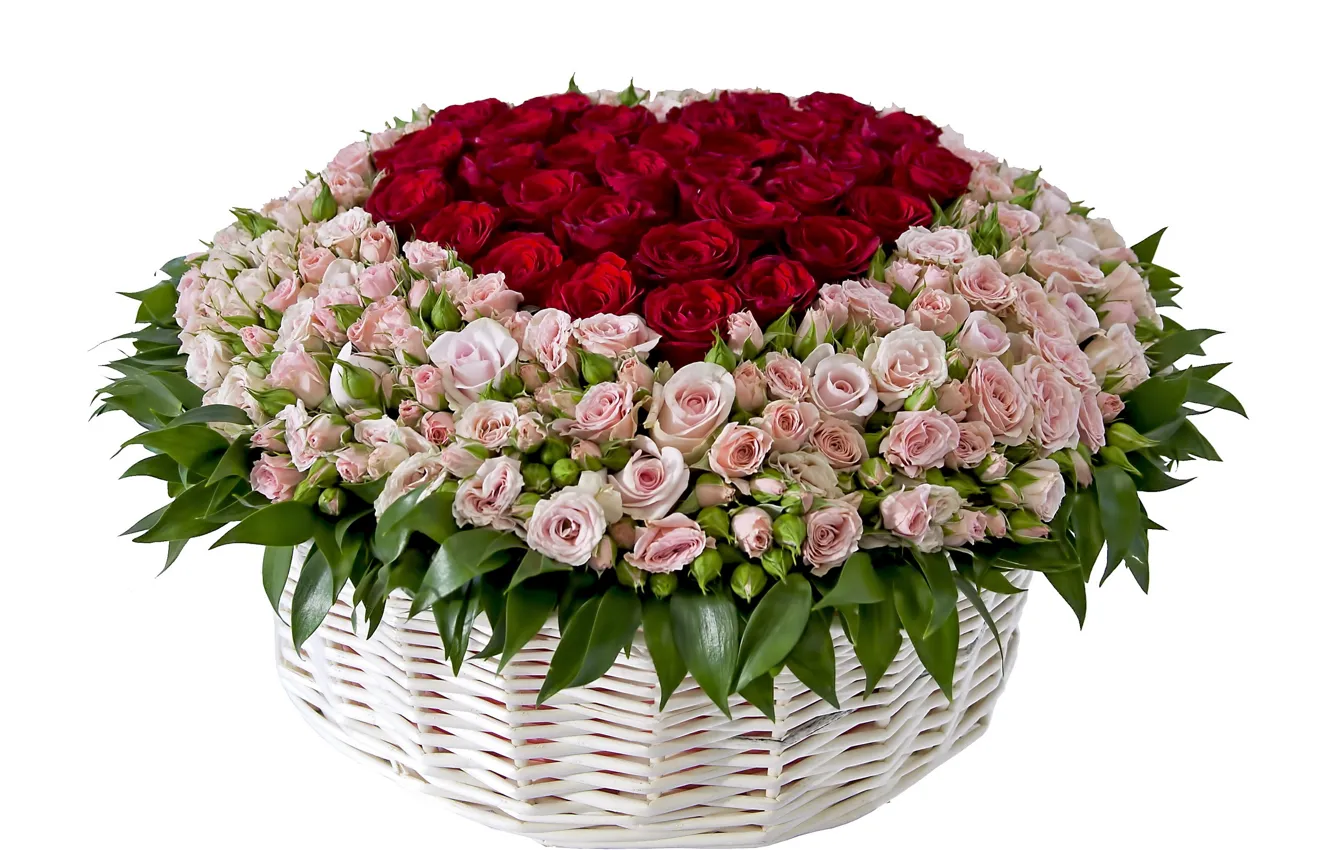 Фото обои цветок, цветы, корзина, розы, букет, корзинка
