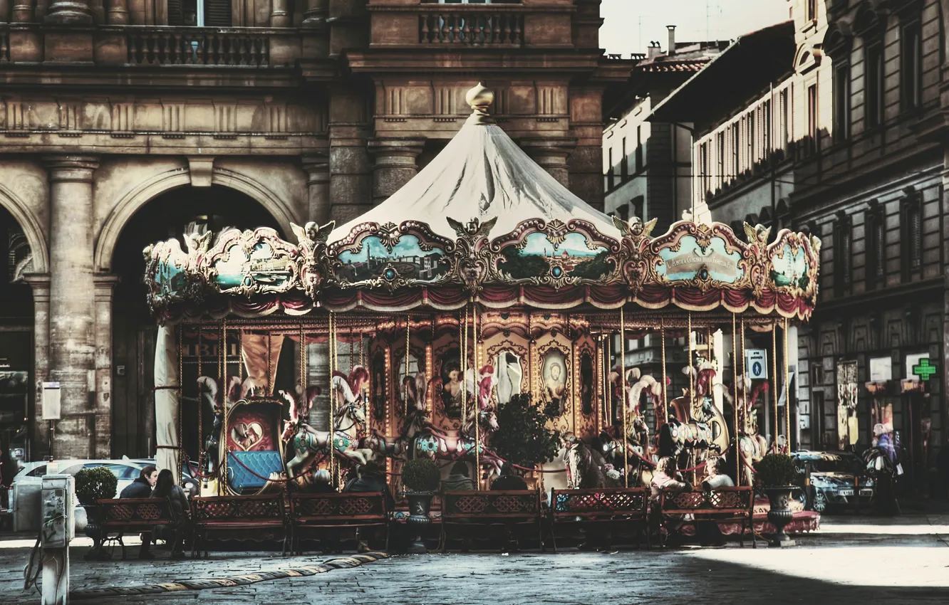Фото обои HDR, Италия, Флоренция, Italy, Florence, Italia, Карусель, Firenze