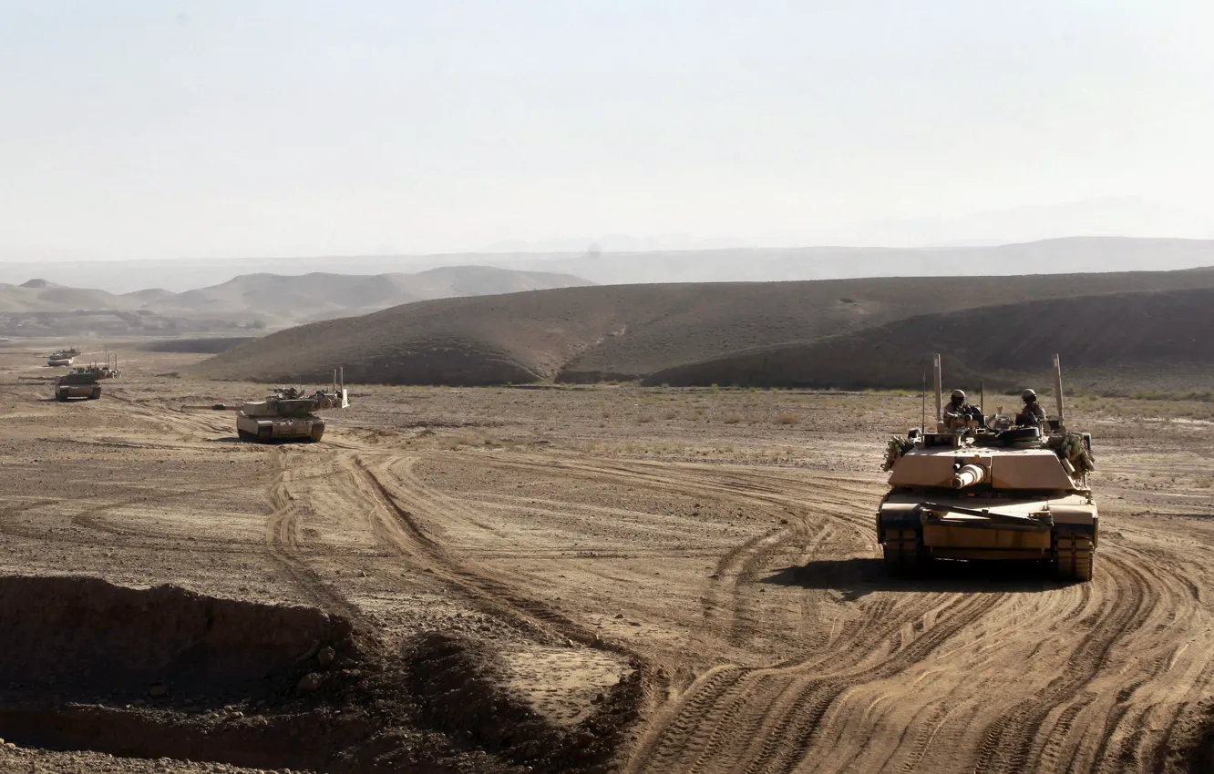 Фото обои танки, Tank, Abrams, рейд, Abrams M1A1, кавалькада, Cavalcade