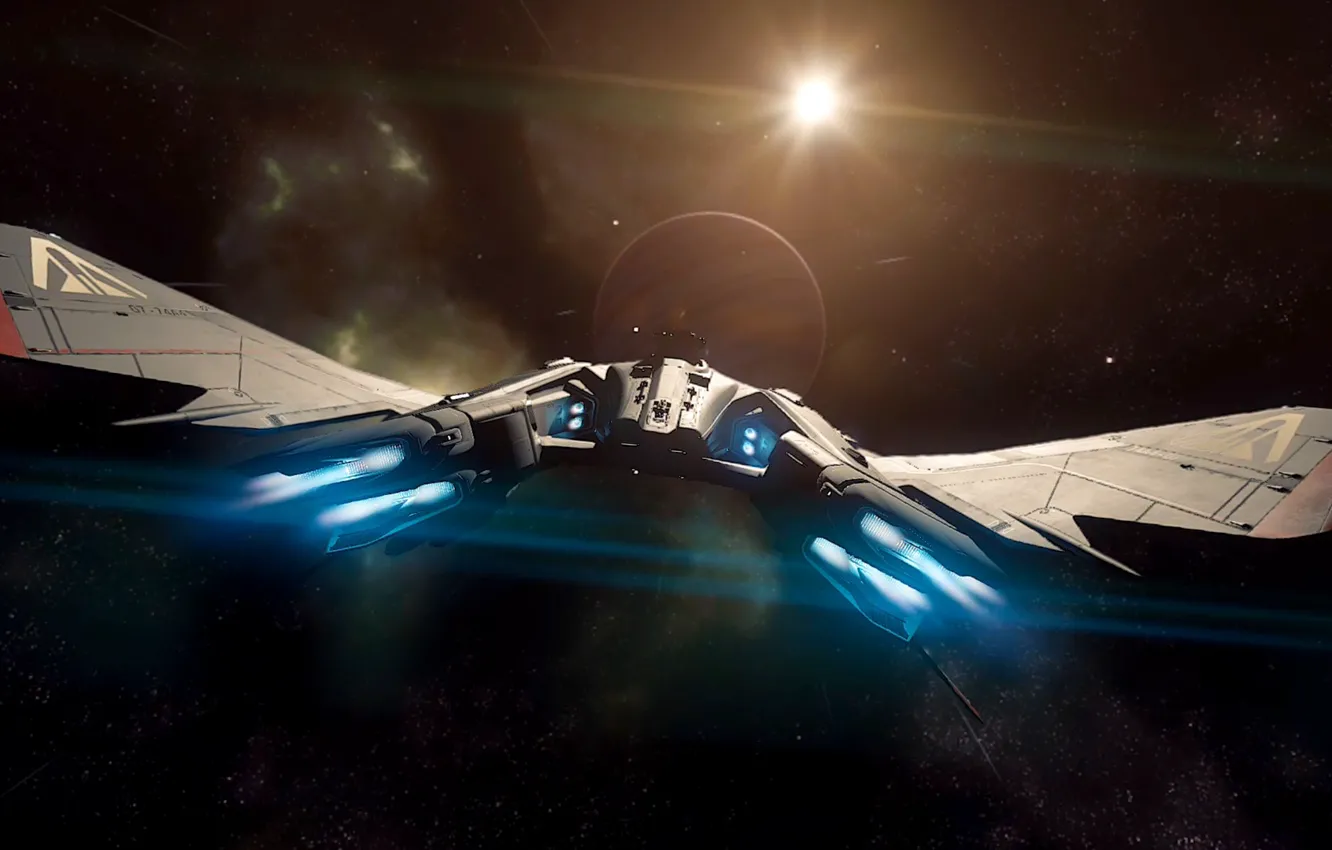 Фото обои космос, полет, звездолет, Star Citizen, Vanguard