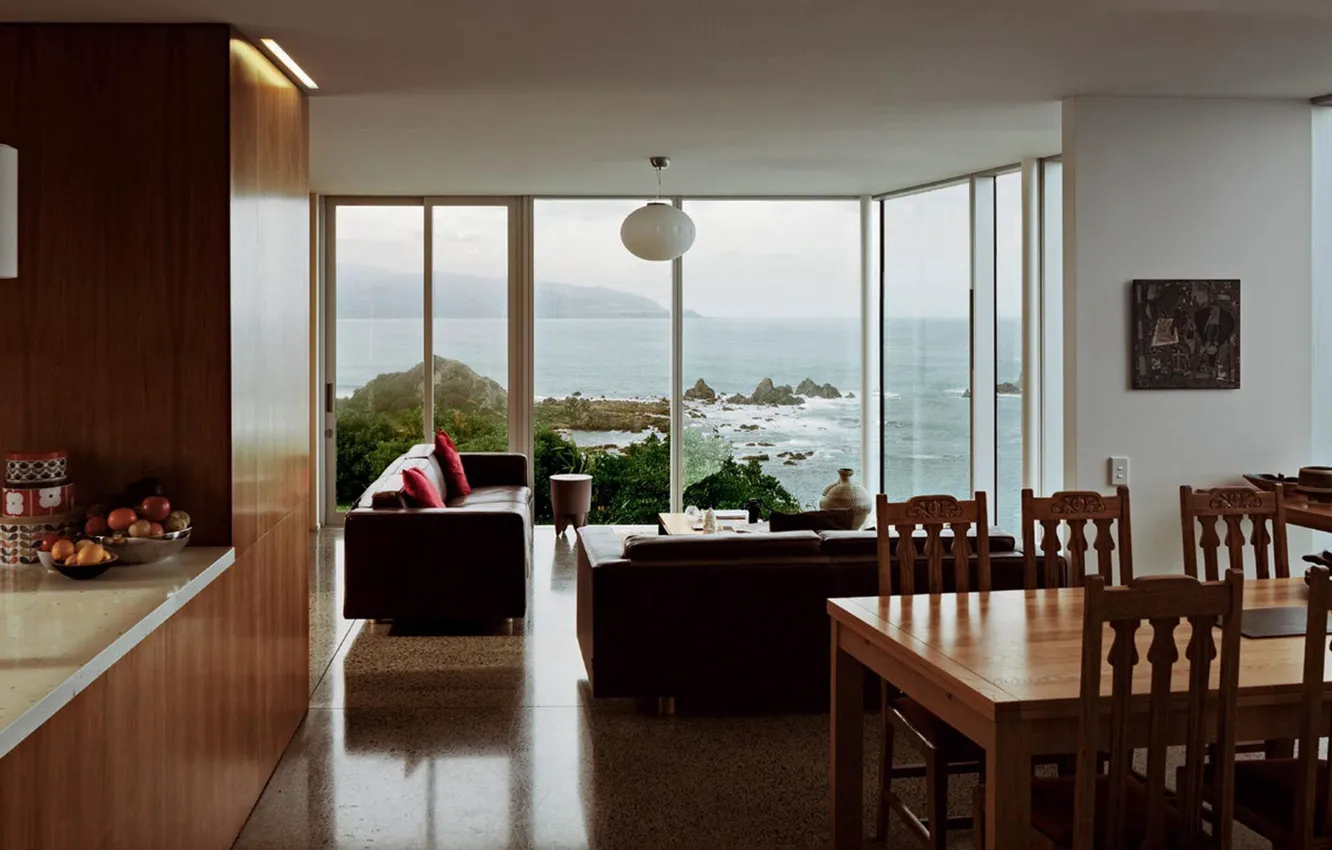 Фото обои интерьер, гостиная, столовая, Island Bay House