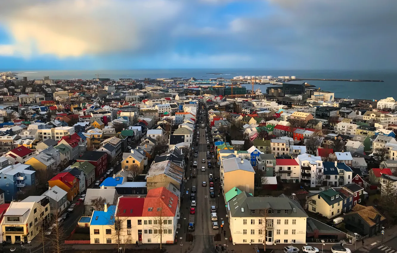 Фото обои Iceland, Reykjavik, cityscape