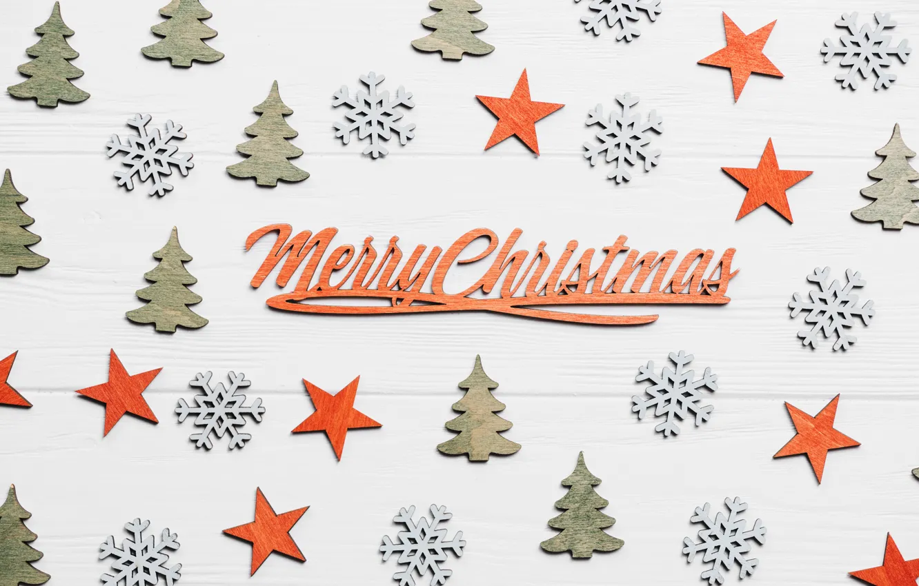Фото обои елка, новый год, рождество, снежинка, звездочка, merry christmas, деревянный фон