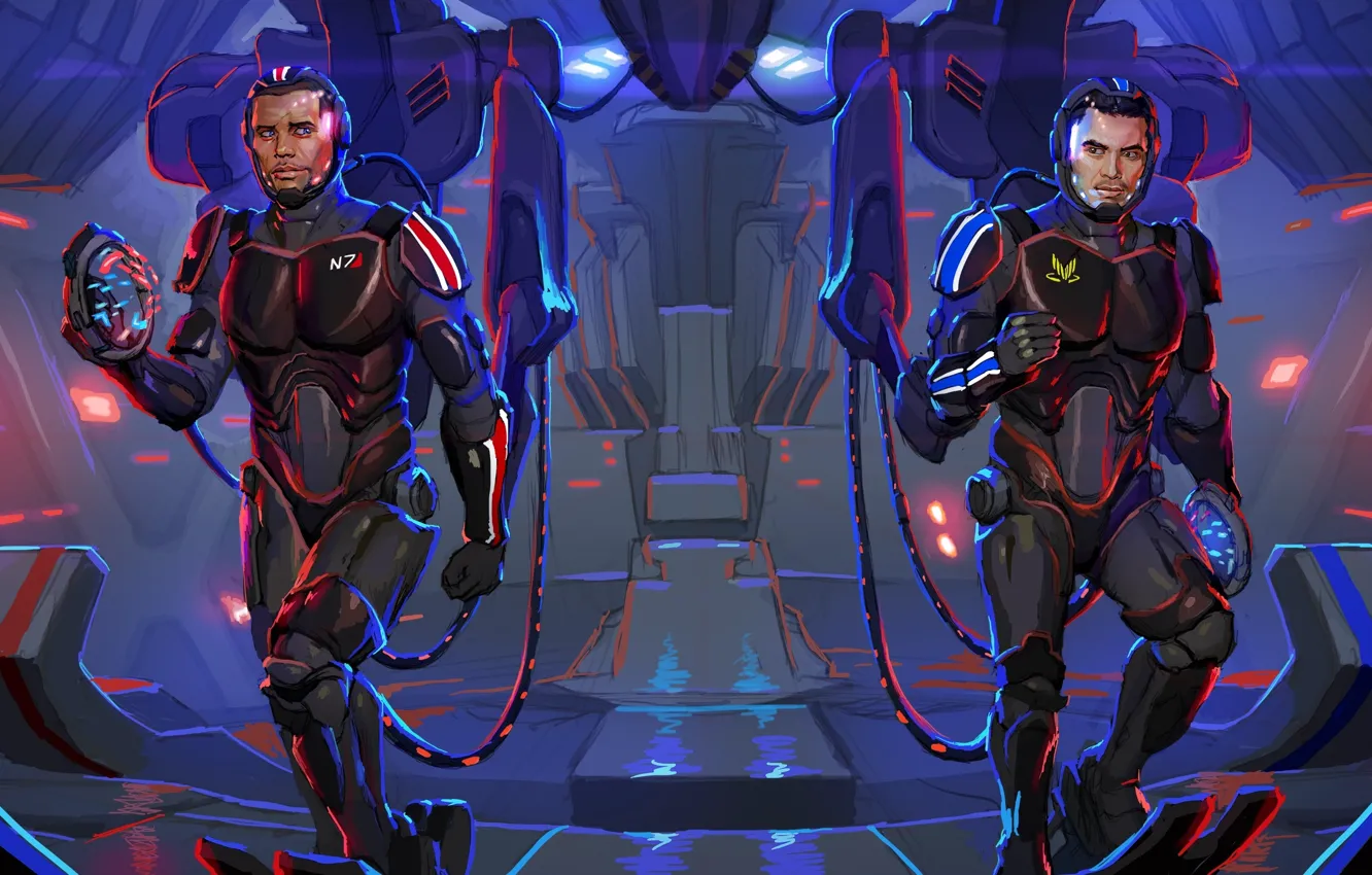 Фото обои Mass Effect, crossover, Shepard, Kaidan Alenko, Pacific Rim